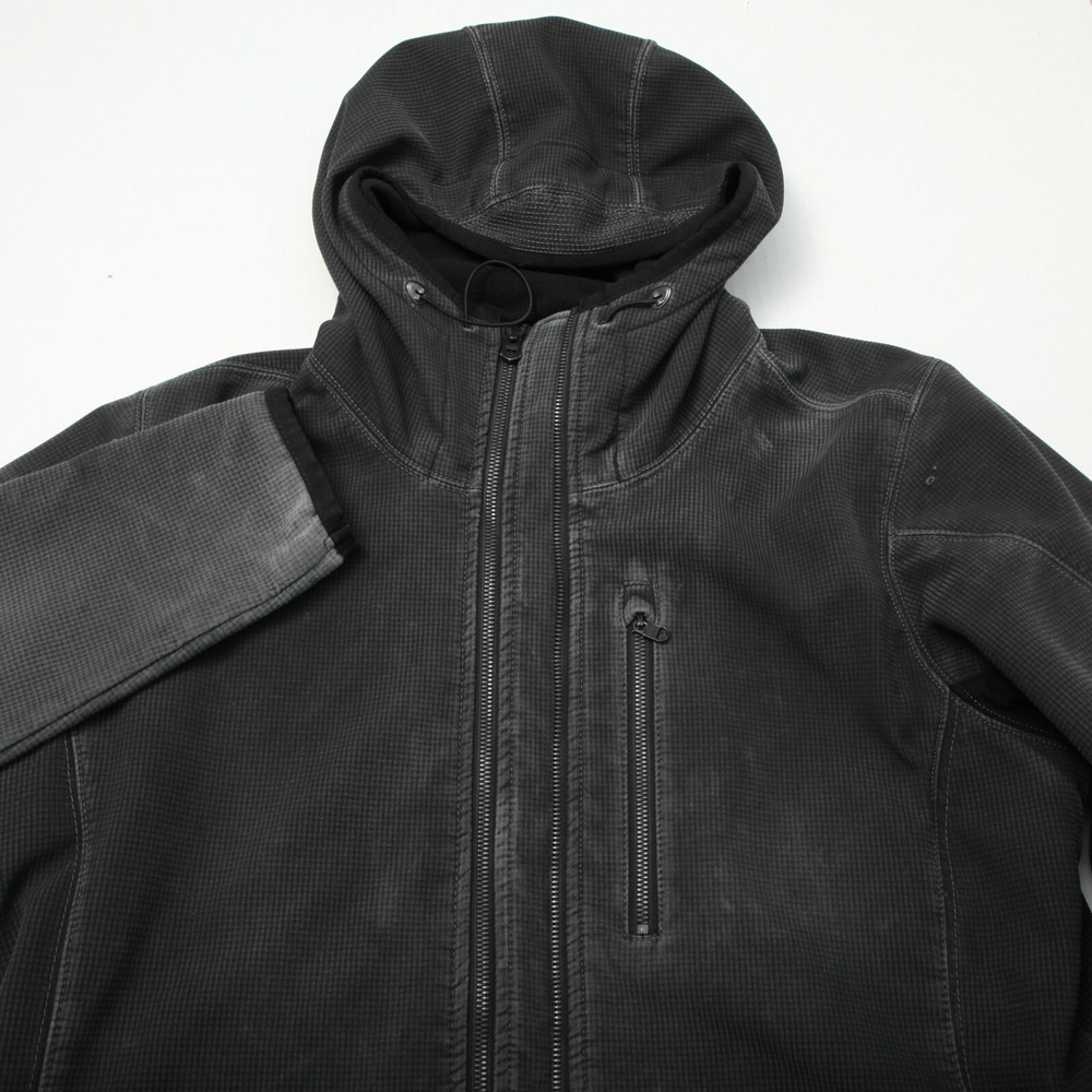 KUHL RELIK Hoodie Mens L Black Full Zip Waffle Fleece Jacket Articulated